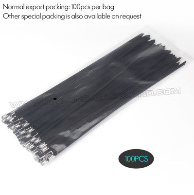Polyester Coated 304/316 Stainless Steel Cable Ties, Epoxy Coated Metal Cable Tie 15mm x 400mm (800 lbs) for Machines