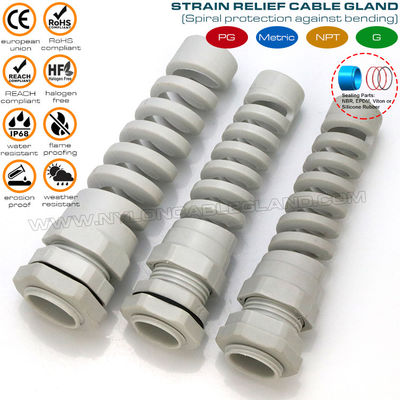 Spiral Cable Gland / Spiral Flexible Strain Relief Connector Nylon (Polyamide) 6 PG11 IP68 for 5-10mm Cable
