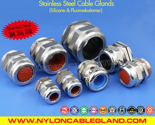 Ozone & Temperature Resistant 304, 316, 316L Stainless Steel M20 Cable Gland IP68 with Silicone Seals