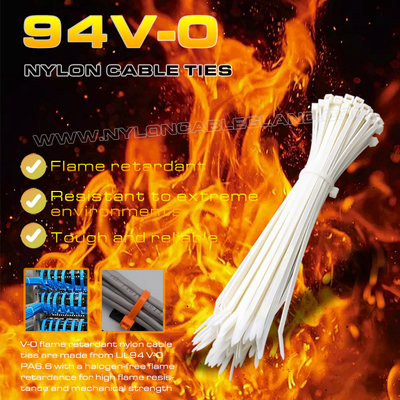 難燃用途向けの94V-0 ナイロン6.6 ケーブル結束バンド150x3.6mm, 直径3～35mmの調整可能な難燃性ポリアミド6.6ケーブルタイロックタイ