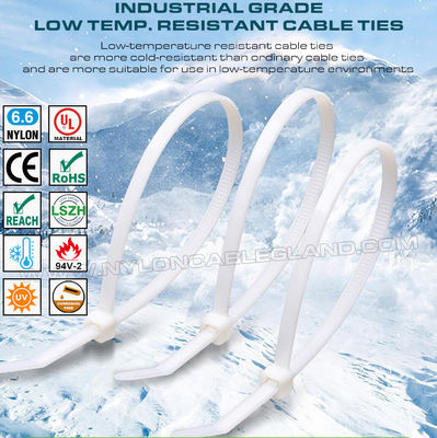 低温環境用に向けて耐低温ケーブルタイ -40°C、150x3.6mm 耐寒性ナイロン6.6製ケーブル結束バンド