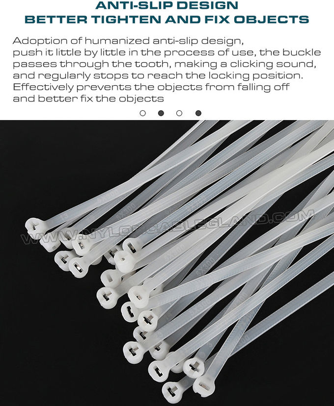 海洋造船用,引張強度 112 ポンド (550N) の金属歯付きプラスチックケーブルタイ 400mm x 8mm