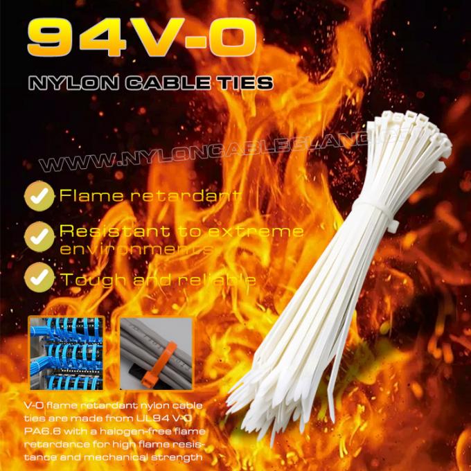 94V-0 ナイロン6.6 ケーブル結束バンド150x3.6mm, 直径3～35mmの調整可能な難燃性ポリアミド6.6ケーブルタイロックタイ難燃用途向け